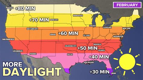 How Much Daylight Will We Add In February Across The Usa