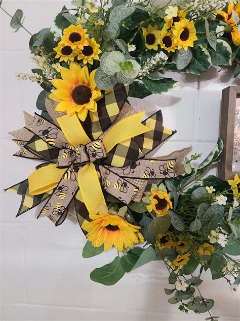 Sunflower And Bee Wreath Etsy