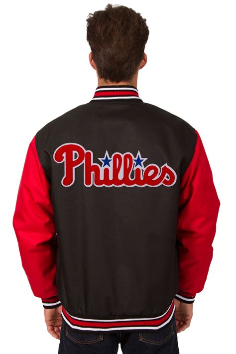 Philadelphia Phillies Poly Twill Varsity Jacket Blackred Jh
