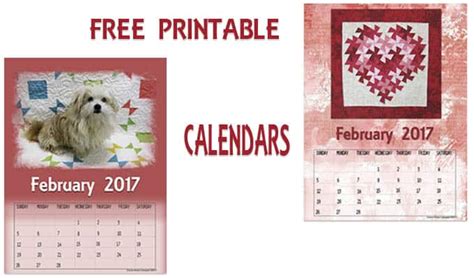 February 2017 Free Printable Calendars Freemotion By The River