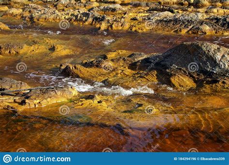Rio Tinto Mineral Laden Water In The Mining Area Of Minas De Rio Tinto