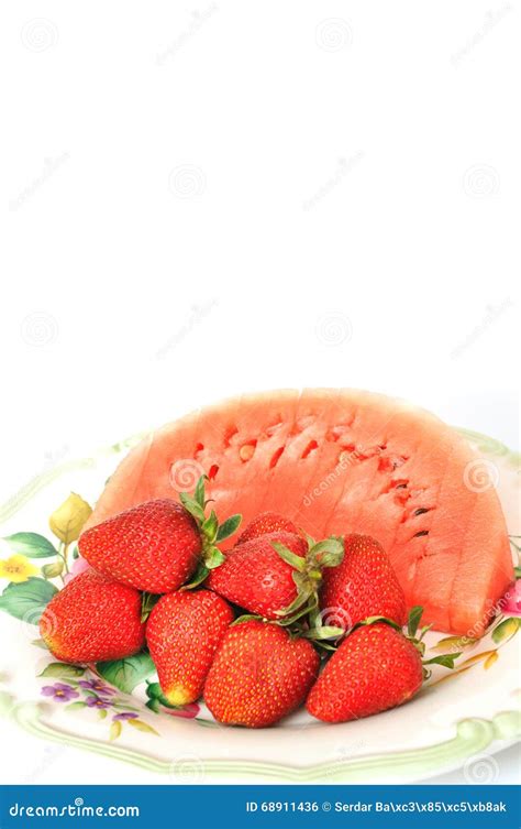 Watermelon And Strawberry Stock Photo Image Of Fresh 68911436