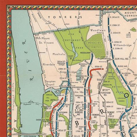 1939 Old Map Of New York City Subway Antique Map Fine Etsy