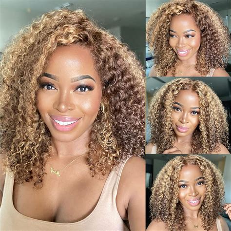 Buy Nadula Hair Curly Honey Blonde Lace Front Wigs Human Hair 13x4 Ear