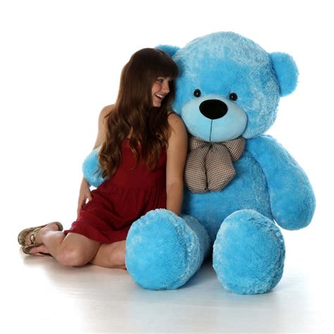 Happy Cuddles 60in Big Blue Plush Teddy Bear Giant Teddy Bear