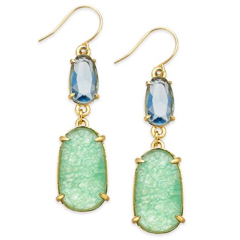 Lauren By Ralph Lauren 14k Goldplated Green And Blue Faceted Stone Drop