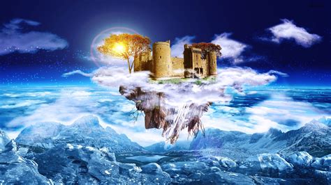 Hd Bright Floating Island Castle Coolwallpapersme