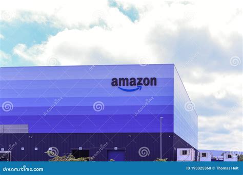 August 9 2020 Milton Keynes Uk Amazon Prime Logo On Exterior Of