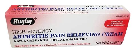 Rugby High Potency Arthritis Pain Relieving Cream Capsaicin Topical