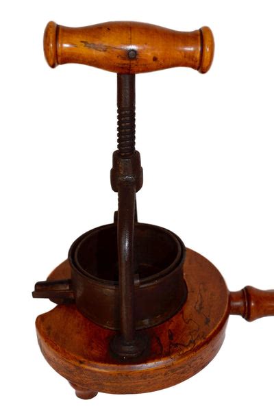French Antique 19thc Wood And Iron Meat Food Press Rustic Kitchen Tool