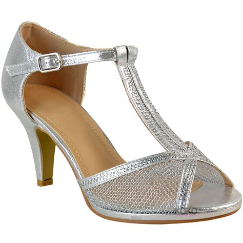 womens ladies wedding bridal shoes prom high heel diamante party sandals size ebay