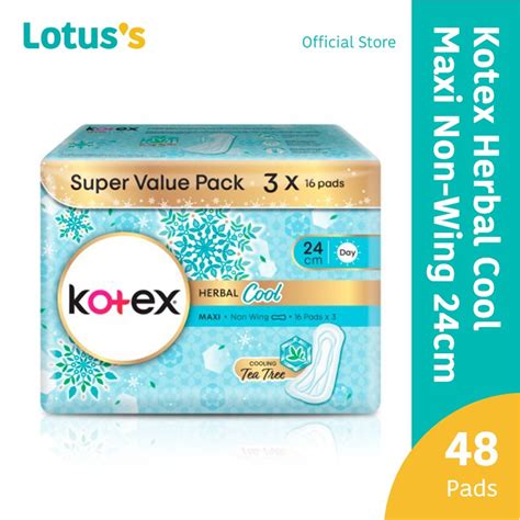 Kotex Herbal Cool Maxi Non Wing 24cm X 16 Pads X 3 Pcs Shopee Malaysia