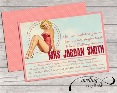 Vintage Pin Up Girl Invitation Bachelorette Party Hens