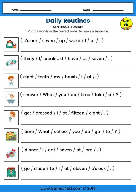 Daily Routines ESL Worksheet For Beginners Esl Worksheets For