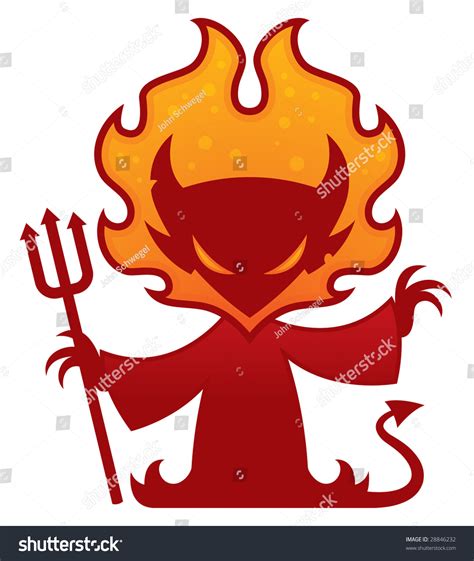 Cartoon Vector Drawing Devil Flames Around Stock Vector 28846232
