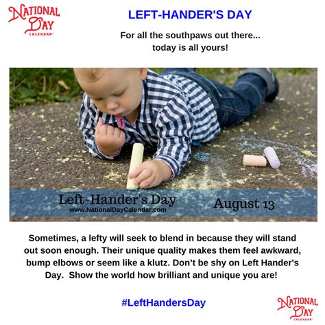 International Left Handers Day August 13 National Left Handers Day