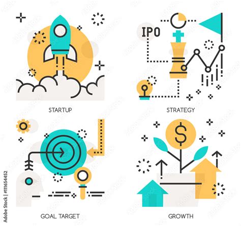 Flat Line Design Vector Illustration Concepts Of Startup Strat Stock