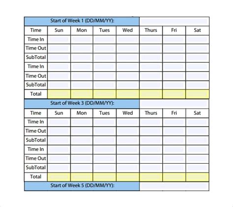 26 Monthly Timesheet Templates Free Sample Example Format Download