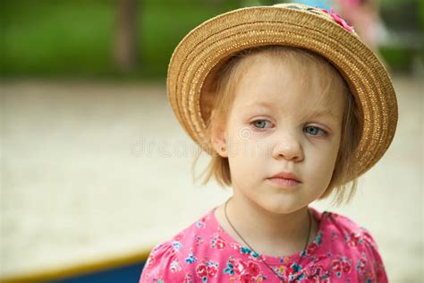 Cute Kid Girl Wearing Hat Outdoors Stock Photo Image Of Head Grass