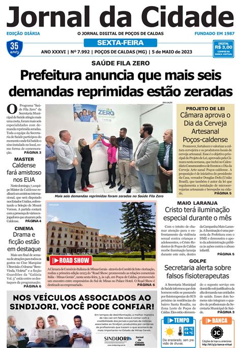 Jornal Da Cidade 05 De Maio De 2023 Jornal Da Cidade Notícias De Poços De Caldas E Região