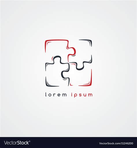 Puzzle Jigsaw Logo Sign Template Royalty Free Vector Image