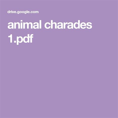 Animal Charades 1pdf Charades Pdf Animals