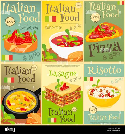 Italian Food Menu Card With Traditional Meal Italian Cuisine Food