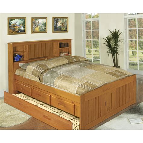 American Furniture Classics Solid Pine Full Captains Bookcase Bed With