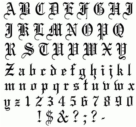 Old English Calligraphy Alphabet Printable