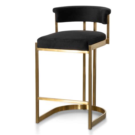 Cbs6272 Bs Black Velvet Bar Stool Golden Calibre Furniture