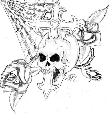 Drawings Of Skulls And Crosses