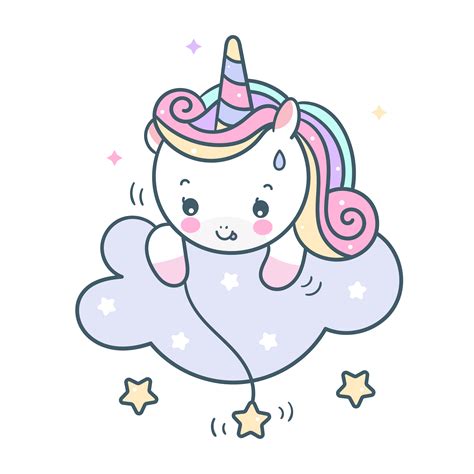 Cute Unicorn Catching Star Pony Cartoon Magic Sleeping Time 684037