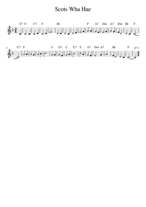 Scots Wha Hae Sheet Music For Piano Solo Easy