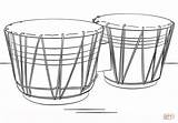 Coloring Bongo Drums Drum Drawing Instruments Printable Kit Supercoloring Categories sketch template