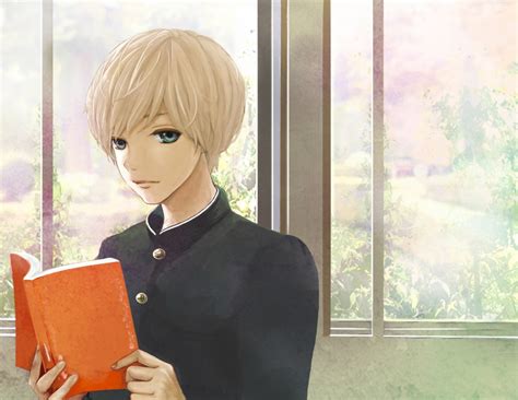 Wallpaper Anime Boy Blonde Book School Gakuran