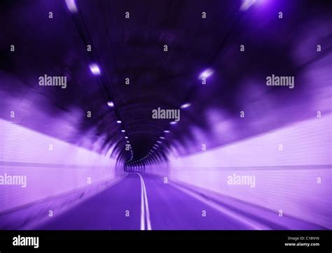 Driving Fast In Tunnel And Blue View Stock Photo Alamy