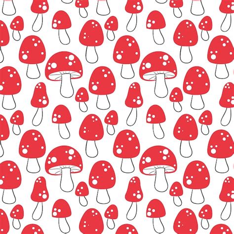 Free Vector Hand Drawn Red Mushroom Pattern