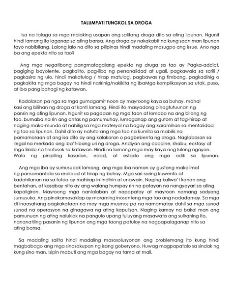 Talumpati Tungkol Sa Droga Talumpati Tungkol Sa Droga Isa Na Talaga