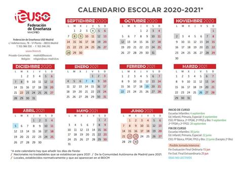 Calendario Escolar 2021 2021 En Madrid Calendario Aug 2021