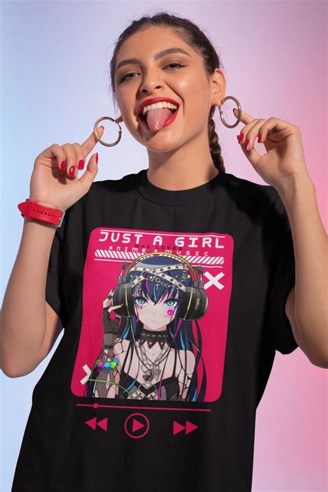 Just A Girl Who Loves Anime And Sketching Shirt Anime Shirt Etsy Blue Black Color Wearing All