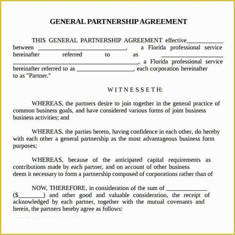 Simple Partnership Agreement Template Free Of Partnership Agreement Free Pdf Doc Download