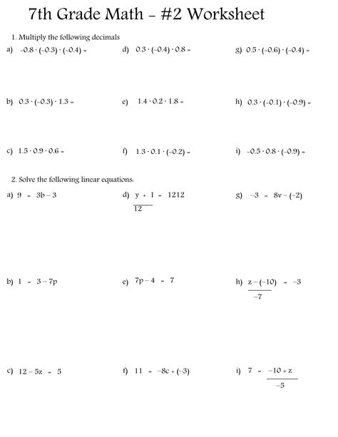 Free Printable 7th Grade Math Worksheets Pdf Printerfriendly