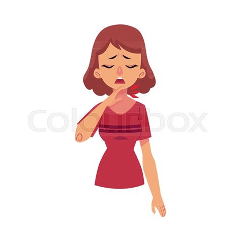 Woman Having Sore Throat Symptom Of Stock Vector Colourbox