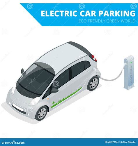 Isometric Electric Car Parking Electronic Car Ecological Concept Eco
