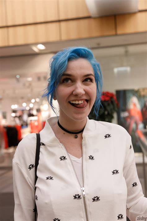 Wallpaper Women Skye Blue Blue Hair Smiling Big Boobs Shopping