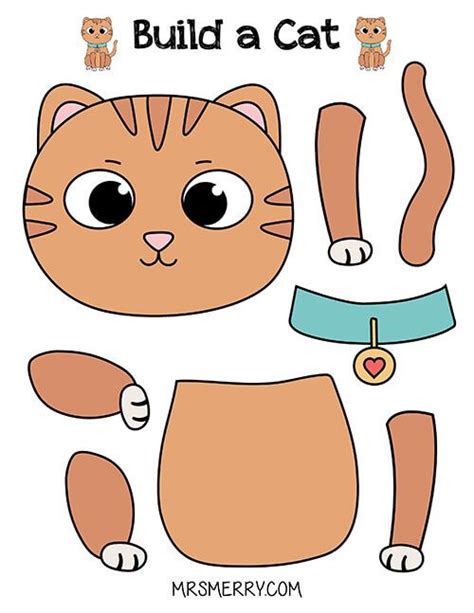 Free Printable Build A Cat Craft For Kids Mrs Merry Animal Crafts