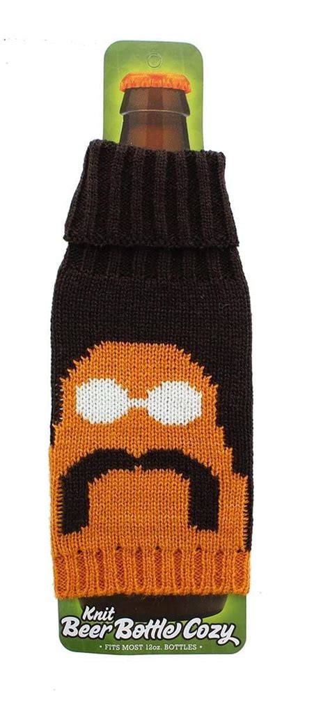 Knit Beer Bottle Cozy Porn Stache Free Shipping