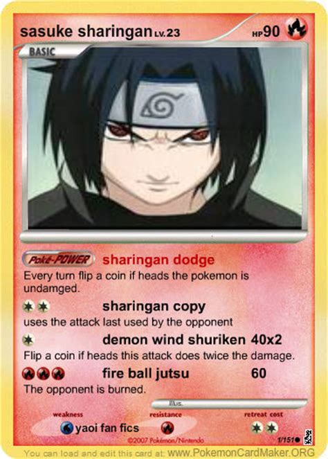 Sasuke Uchiha Pokemon Card Anime Photo 14431468 Fanpop