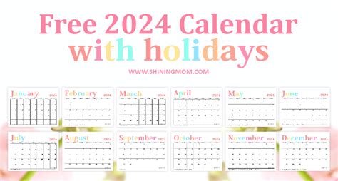 2024 Calendar Showing Holidays Ericka Priscilla