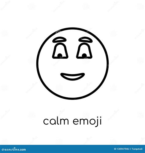 Calm Emoji Icon Trendy Modern Flat Linear Vector Calm Emoji Icon On